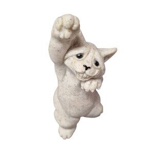 Quarry Critters Caz 2001 Cat Figurine Resin Stone Wave Grin Smile Kitty Vintage